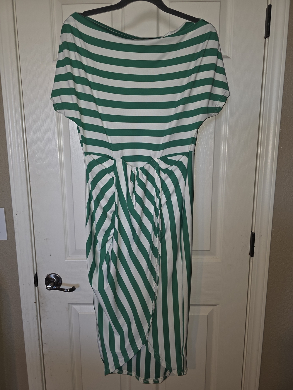 ChicMe Green and White Striped Midi Dress